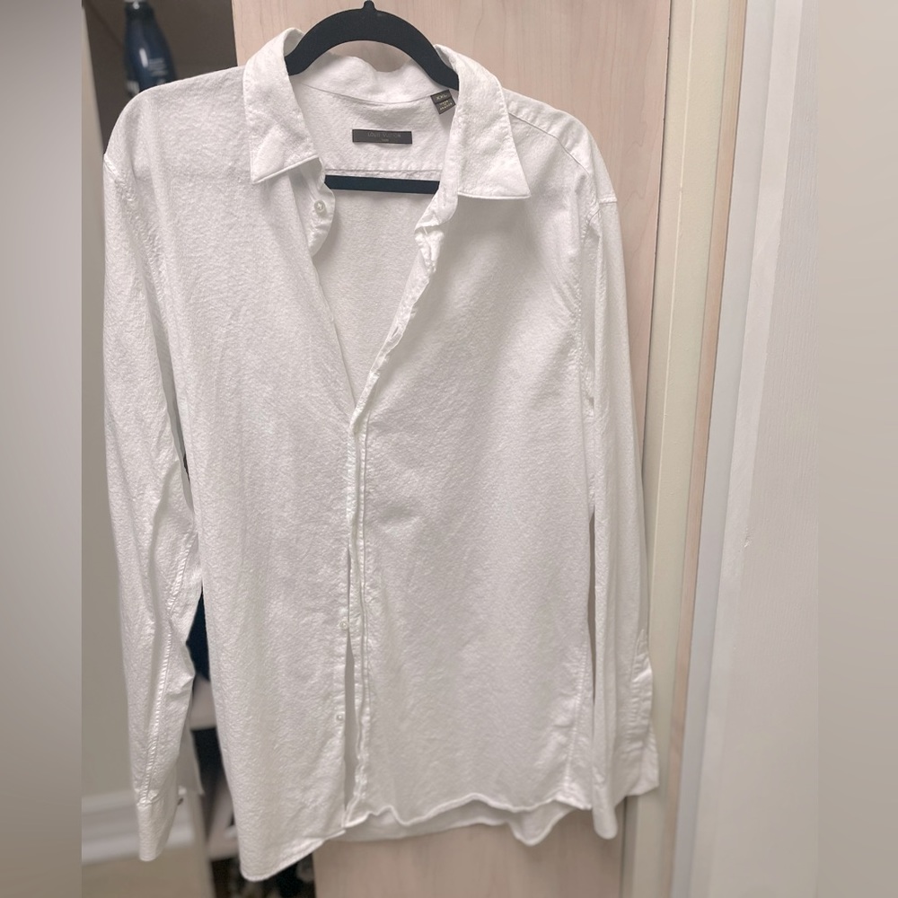 Louis Vuitton LV Luxury Embroidered Monogram Vintage White Dress Shirt Size XXL